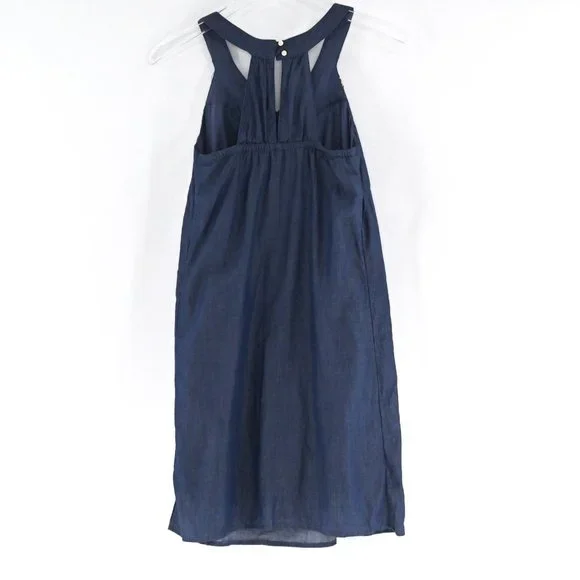 OLD NAVY Chambray Halter Embroidered Dress #AW13 - Picture 5 of 9